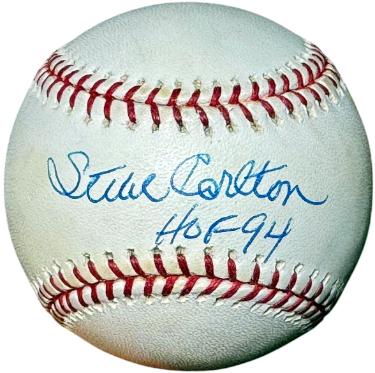 Steve Carlton Autographed Official Rawlings Major League Baseball HOF 94 toned- COA (Philadelphia Phillies)-Powers Sports Memorabilia
