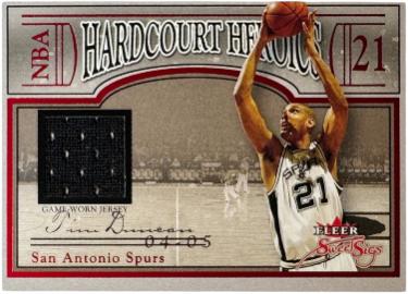 Tim Duncan 2004-05 Fleer Sweet Sigs Hardcourt Heroic Game-Worn Card #HH-TD (San Antonio Spurs/HOF)-Powers Sports Memorabilia