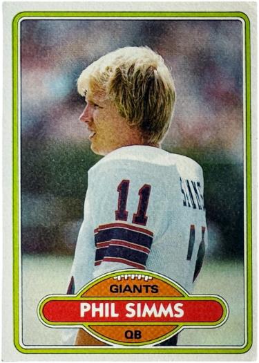Phil Simms 1980 Topps Rookie Card (RC) #225 (New York Giants/2X SB Champs/MVP)-Powers Sports Memorabilia