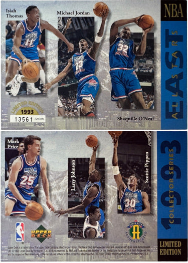 1993 Upper Deck Jumbo All-Stars Card: Michael Jordan/Shaquille O'Neal/Scottie Pippen/Isiah Thomas/Johnson/Price- LTD /20,000-Powers Sports Memorabilia