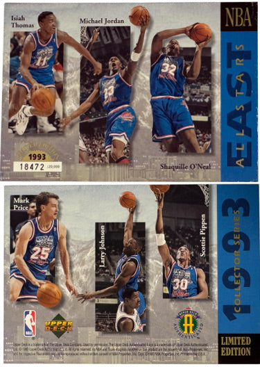 1993 Upper Deck Jumbo All-Stars Card: Michael Jordan/Shaquille O'Neal/Scottie Pippen/Isiah Thomas/Johnson/Price- LTD /20,000 - CTBL_047142-Powers Sports Memorabilia