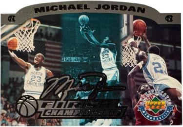 Michael Jordan 1995 Upper Deck North Carolina First Championship Die-Cut Jumbo Card- Limited Edition 2483/5000-Powers Sports Memorabilia