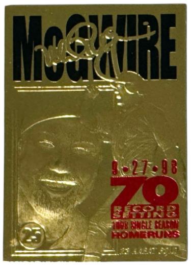 Mark McGwire 1998 23KT Gold Foil Record Setting 70 Home Runs 9-27-98 Card- Serial #3056 (St. Louis Cardinals)-Powers Sports Memorabilia