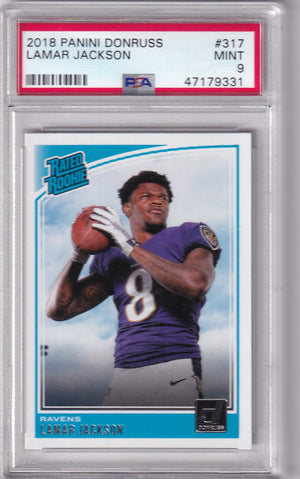 Lamar Jackson 2018 Panini Donruss Rookie Card #317 PSA 9