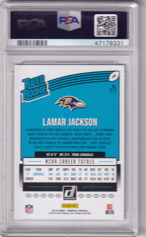 Lamar Jackson 2018 Panini Donruss Rookie Card #317 PSA 9