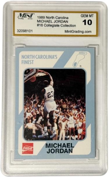 Michael Jordan 1989 North Carolina Collegiate Collection Card #16- Mint Graded 10 Gem Mint-Powers Sports Memorabilia