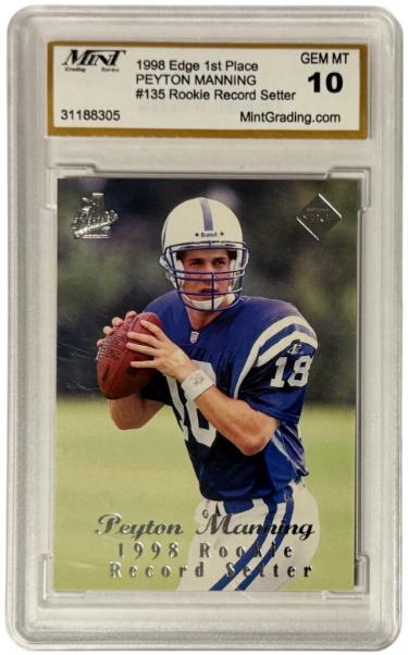 Peyton Manning 1998 Collector's Edge 1st Place Rookie Record Setter Card #135- Mint Graded 10 Gem Mint (Indianapolis Colts/HOF)-Powers Sports Memorabilia