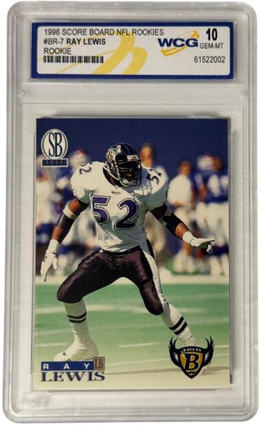 Ray Lewis 1996 Score Board NFL Rookies Card #BR-7- WCG Graded 10 Gem Mint (Baltiomore Ravens/HOF)-Powers Sports Memorabilia