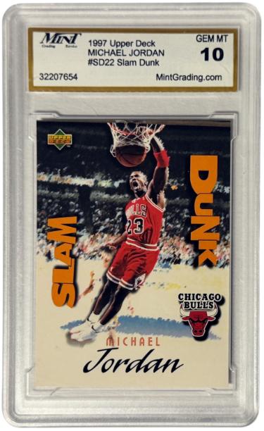 Michael Jordan 1997-98 Upper Deck Slam Dunk Card #SD22- Mint Graded 10 Gem Mint (Chicago Bulls/GOAT/HOF)-Powers Sports Memorabilia