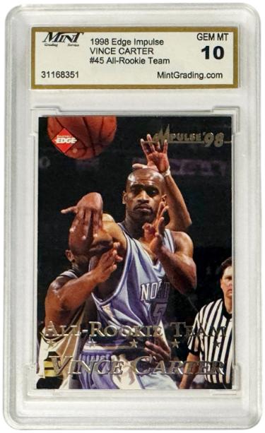 Vince Carter 1998 Collector's Edge Impulse All-Rookie Card #45- Mint Graded 10 Gem Mint (North Carolina)-Powers Sports Memorabilia