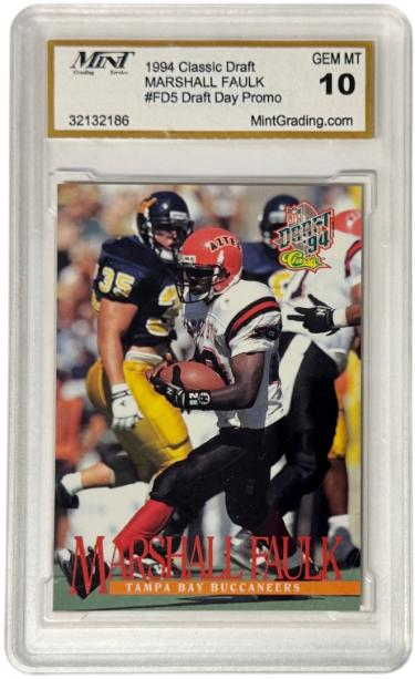 Marshall Faulk 1994 Classic NFL Draft Day Prototype Card #FD5- Mint Graded 10 Gem Mint (San Diego State/Tampa Bay Buccaneers)-Powers Sports Memorabilia
