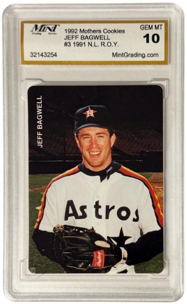 Jeff Bagwell 1992 Mothers Cookies 1991 NL ROY Card #3 - Mint Graded 10 Gem Mint (Houston Astros/HOF)-Powers Sports Memorabilia