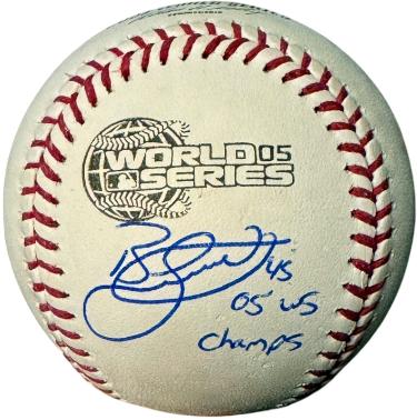 Bobby Jenks Autographed Rawlings Official 2005 World Series Logo Baseball Champs- Schwartz Sports Hologram (Chicago White Sox)-Powers Sports Memorabilia