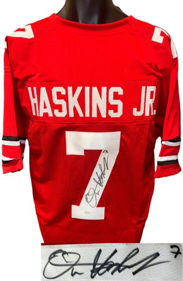 Dwayne Haskins Jr Autographed Ohio State Custom Stitched College FB Jersey #7- JSA Signature Debut-Powers Sports Memorabilia