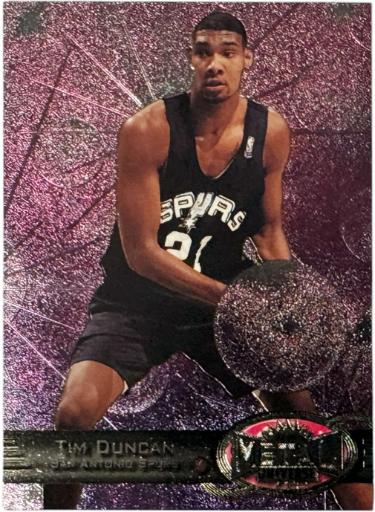 Tim Duncan 1997-98 SkyBox Metal Universe Rookie Card Foil (RC) #66 (San Antonio Spurs/HOF)-Powers Sports Memorabilia