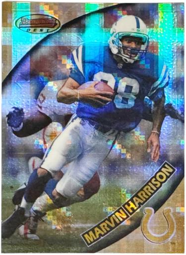 Marvin Harrison 1997 Bowman's Best Atomic Refractor Card #74 (Indianapolis Colts/HOF)-Powers Sports Memorabilia