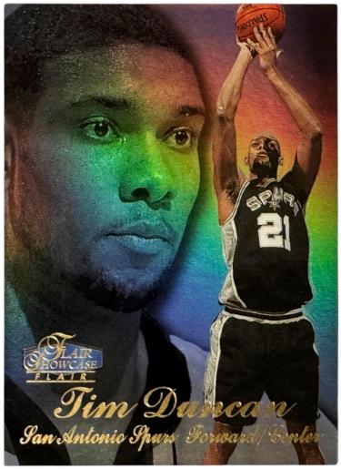 Tim Duncan 1997-98 Flair Showcase Rookie Card (RC) Sec 2 Row 3 Seat 5 (San Antonio Spurs/HOF)-Powers Sports Memorabilia