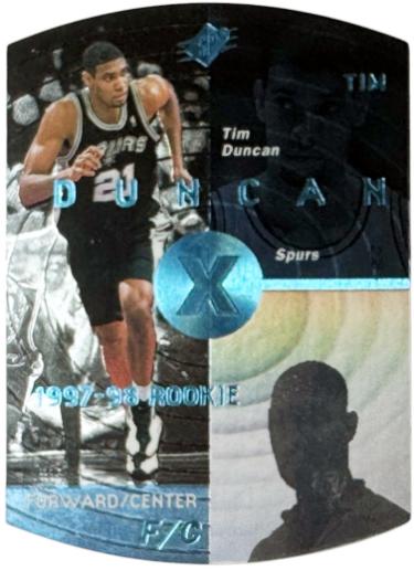 Tim Duncan 1997-98 SPX Blue Die-Cut Rookie Card #37 RC (San Antonio Spurs/HOF)-Powers Sports Memorabilia
