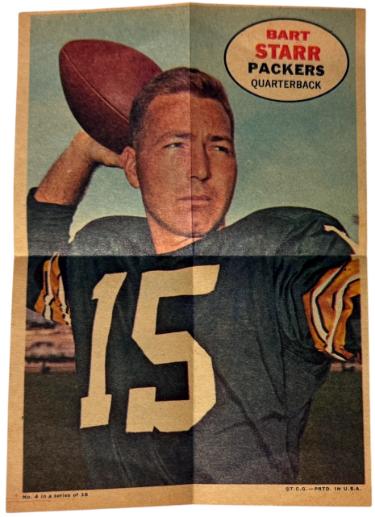 Bart Starr 1968 Topps NFL Football Posters Inserts Set-Break # 4 NM/OC (Green Bay Packers/HOF)-Powers Sports Memorabilia