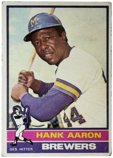 Hank Aaron 1976 Topps Card #550 (Milwaukee Brewers/HOF)-Powers Sports Memorabilia