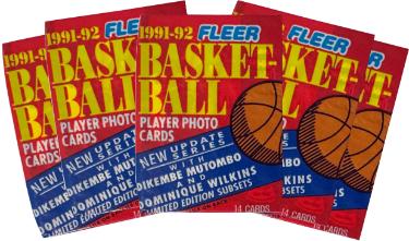 1991-92 Fleer NBA Basketball 14 Card Pack- Lot of 5- New/Factory Sealed-70 Cards-Powers Sports Memorabilia