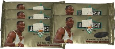 1993-94 Fleer NBA Jam Session Pack 12 Oversize Cards - Lot of 5 - 60 Cards- New/Factory Sealed-Powers Sports Memorabilia