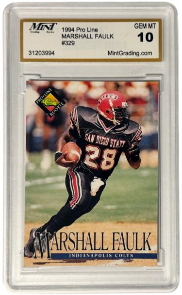 Marshall Faulk 1994 Pro Line Rookie Card (RC) #329 - Mint Graded 10 Gem Mint (San Diego State/Colts/Rams)-Powers Sports Memorabilia