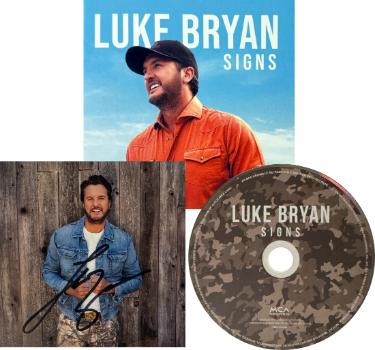 Luke Bryan Autographed 2026 SIGNS MCA Records 4.75x4.75 Art Insert/Booklet/CD w/ Case- COA (Hunt Edition) Country/Pop Music - CTBL_047320-Powers Sports Memorabilia