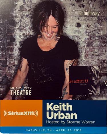 Keith Urban Autographed 2018 Graffiti U 22x28 Poster SiriusXM Music City Theatre imperfect- COA (VERY RARE)-Powers Sports Memorabilia