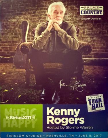 Kenny Rogers Autographed 2017 Prime Country 22x28 Poster SiriusXM Music City Theatre imperfect- COA (VERY RARE)-Powers Sports Memorabilia