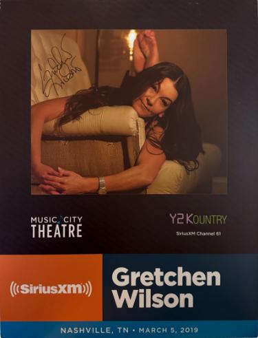 Gretchen Wilson Autographed 2019 22"x28" Poster SiriusXM Y2Kountry Music City Theatre imperfect- COA-Powers Sports Memorabilia