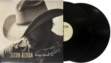 Jason Aldean Autographed 2026 Songs About Us Album Cover/2XLP/Vinyl Record- COA/NEW-Powers Sports Memorabilia