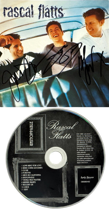 Rascal Flatts Band Autographed 2000 Lyric St Records?áDebut Album Cover/CD/Case - 3 Sigs-NEW-COA Levox/Rooney/DeMarcus (Country/Pop)-Powers Sports Memorabilia