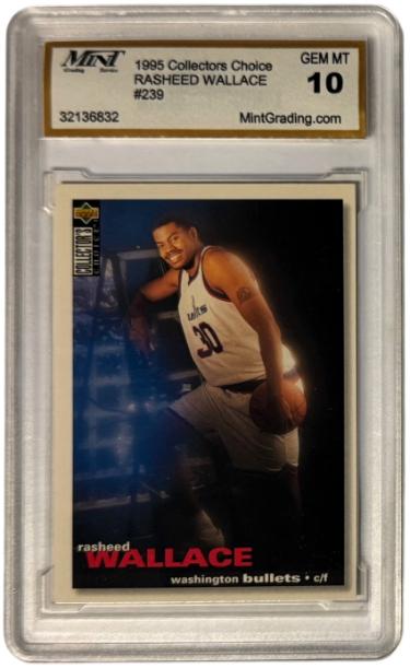 Rasheed Wallace 1995-96 UD Collector's Choice Rookie Card #239 - Mint Graded 10 Gem Mint (Washington Bullets)-Powers Sports Memorabilia