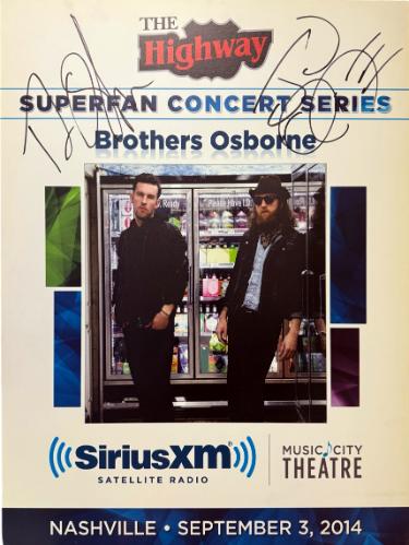Brothers Osborne Autographed 2014 Superfan Concert Series 22"x28" Poster SiriusXM Music City Theatre imperfect- COA/RARE-Powers Sports Memorabilia