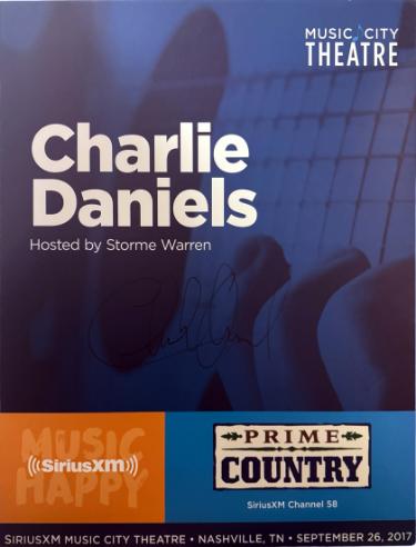 Charlie Daniels Autographed 2017 Prime Country 22"x28" Poster imperfect SiriusXM Prime Music City Theatre- COA-Powers Sports Memorabilia