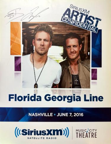 Florida Georgia Line Autographed 2016 SiriusXM Artist Confidential 22"x28" Poster imperfect SiriusXM Music City Theatre- COA (Tyler Hubbard/Brian Kelley)-Powers Sports Memorabilia
