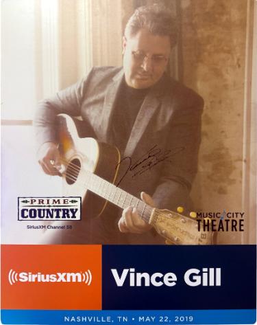Vince Gill Autographed 2019 Prime Country 22x28 Poster SiriusXM Music City Theatre imperfect- COA-Powers Sports Memorabilia