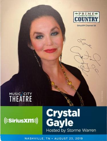 Crystal Gayle 2019 Prime Country 22"x28" Poster imperfect SiriusXM Music City Theatre- COA - Autographed-Powers Sports Memorabilia