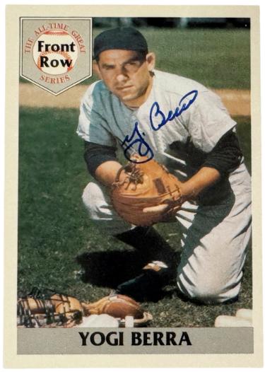 Yogi Berra 1992 Front Row All Time Great Series On Card Auto- COA/Yankees - Autographed-Powers Sports Memorabilia