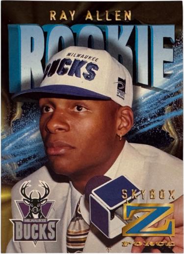 Ray Allen 1996-97 Skybox Z Force Z-Cling Rookie Insert Card RC #R-1 (HOF/Milwaukee Bucks) - Collectible-Powers Sports Memorabilia