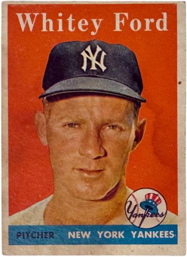 Whitey Ford 1958 Topps Card #320 wea/rstain (New York Yankees/HOF) - Collectible-Powers Sports Memorabilia