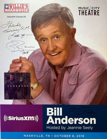 Bill Anderson/Jeannie Seely dual 2018 Willie's Roadhouse 22"x28" Poster imperfect SiriusXM Music City Theatre- COA - Autographed-Powers Sports Memorabilia