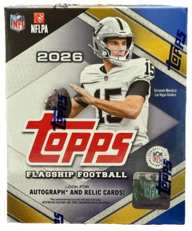 2026 Topps Flagship NFL Football Mega Box- 12PK/15CPP/180CPB- NEW/Factory Sealed - Collectible-Powers Sports Memorabilia