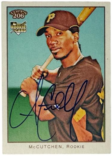 Andrew McCutchen 2009 Topps 206 Rookie On Card Auto RC #10 imperfect- COA (Pittsburgh Pirates) - Autographed-Powers Sports Memorabilia