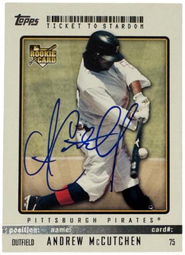 Andrew McCutchen 2009 Topps Ticket to Stardom On Card (RC) Auto #75 - COA (Pittsburgh Pirates) - Autographed-Powers Sports Memorabilia