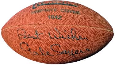 Gale Sayers Autographed Franklin Grip-Rite Junior Size-Weight Football- COA (HOF)-Powers Sports Memorabilia