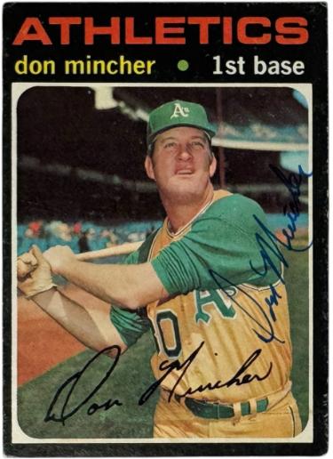 Don Mincher Autographed 1971 Topps On Card Auto #680 - COA (Oakland A's/1972 WSC)-Powers Sports Memorabilia
