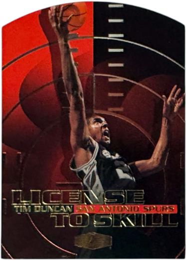Tim Duncan 1999-00 Flair Showcase License to Skill Die-Cut Card #3LS (San Antonio Spurs/HOF)-Powers Sports Memorabilia
