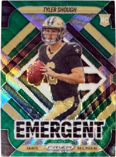 Tyler Shough 2025 Panini Prizm Emergent Green Wave Prizm Rookie Card RC #8 (New Orleans Saints)-Powers Sports Memorabilia